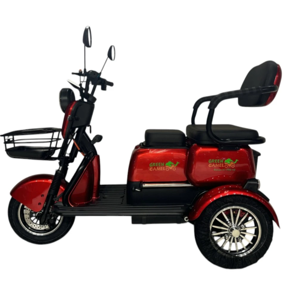 Электротрицикл GreenCamel Фродо X7 PRO V2 (60V20Ah 800W R10) дифференциал Красный
